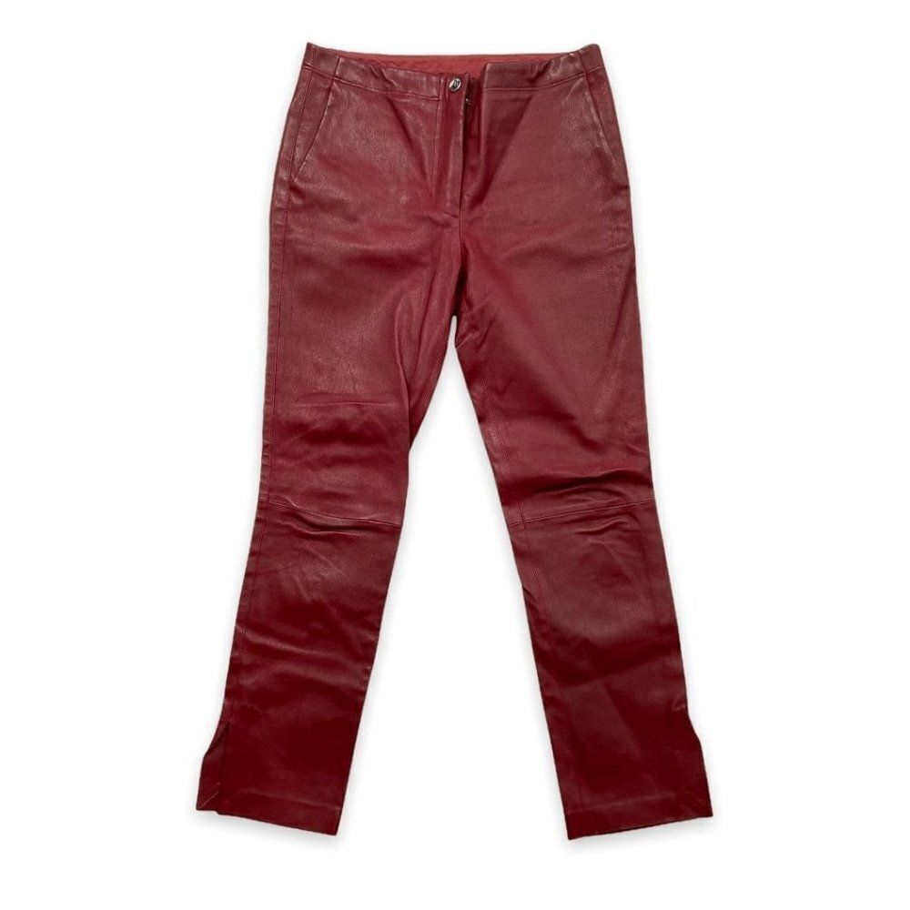 Helmut Lang 100% Lamb Leather Straight Leg Red Pants Size 2
